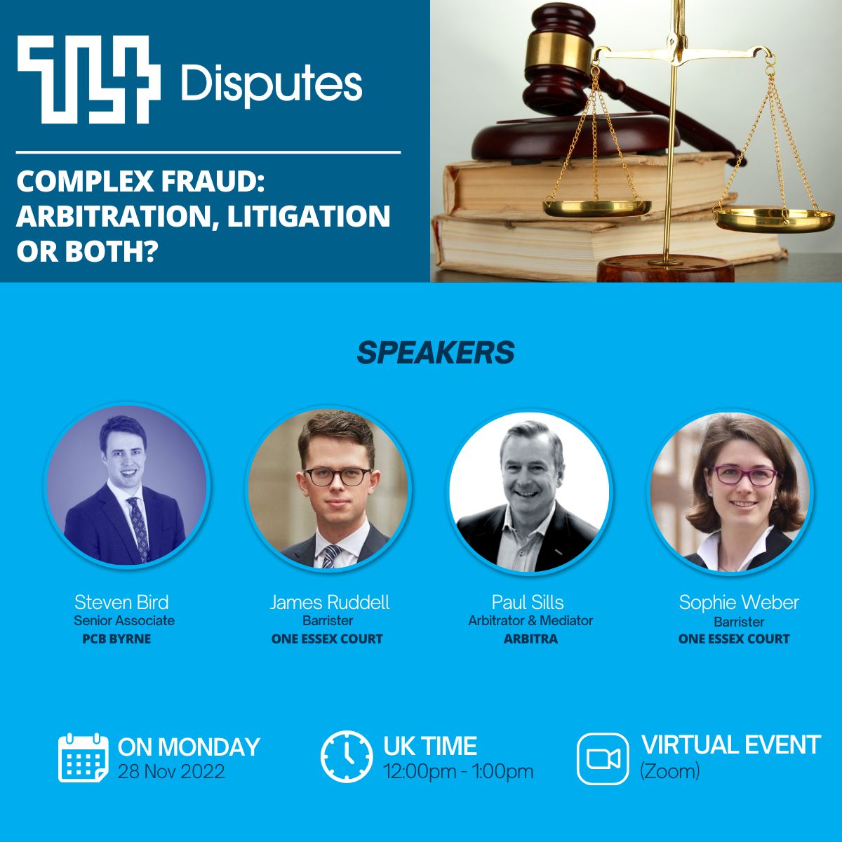 ArbitraInt's tweet photo. Join Paul Sills who will be speaking at the ThoughtLeaders4 Virtual Webinar on Complex Fraud: Arbitration, Litigation, or Both?

https://t.co/gSyzdywdgP https://t.co/PIaoN5MW2x