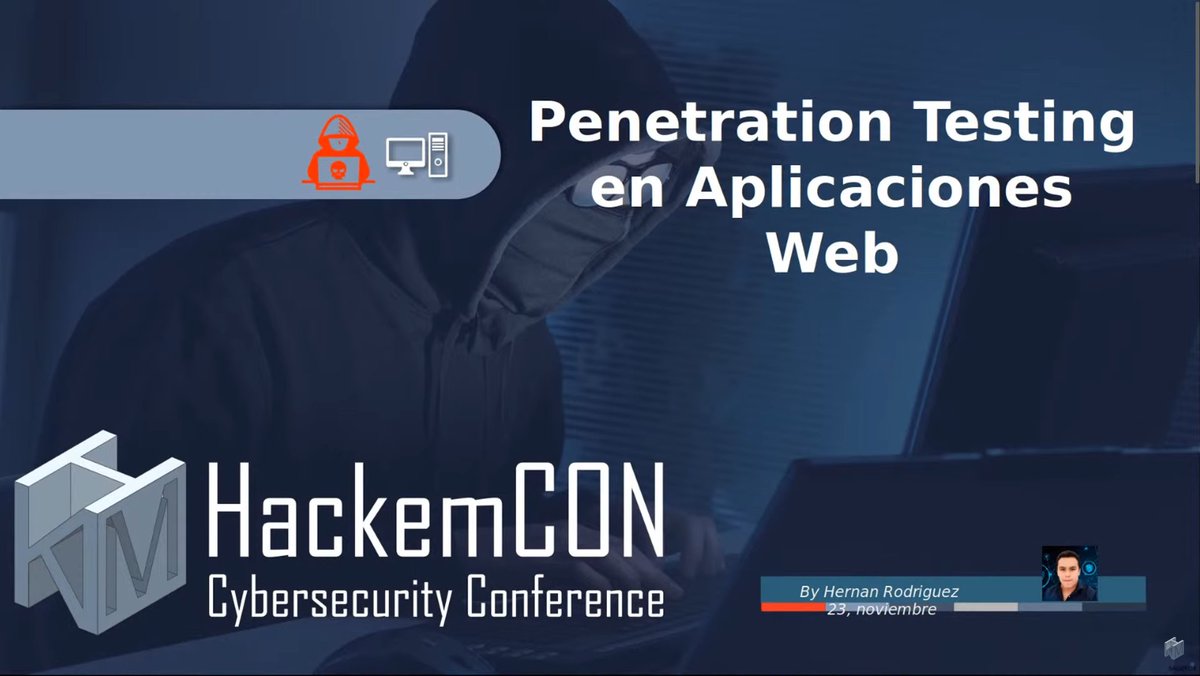 susana_soledo's tweet image. HackemCON Cybersecurity Conference 2022 - Día 0x01: 
Felicitaciones a Hernan Rodriguez por esta excelente presentación: &quot;Penetration Testing en Aplicaciones Web&quot;. Si te interesa iniciar en el mundo del pentesting te la recomiendo.
#HackemCON #HackemCON2022 #Hackem #pentesting