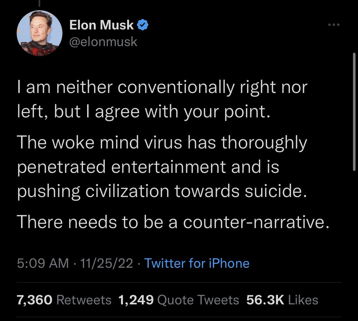 AhmedBaba_'s tweet photo. Elon Musk came through with the classic fake moderate nonsense “I’m not right or left, but [repeats the most unhinged right-wing talking point imaginable]” https://t.co/vVGrCeZz69