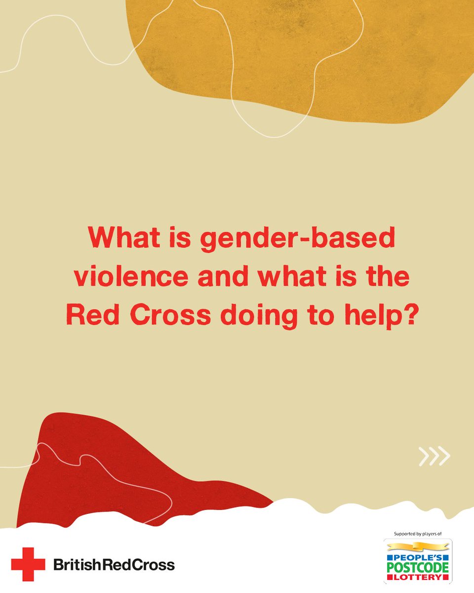 What is gender-based violence and what is the Red Cross doing to help? British Red Cross logo and People Postcode Lottery logo