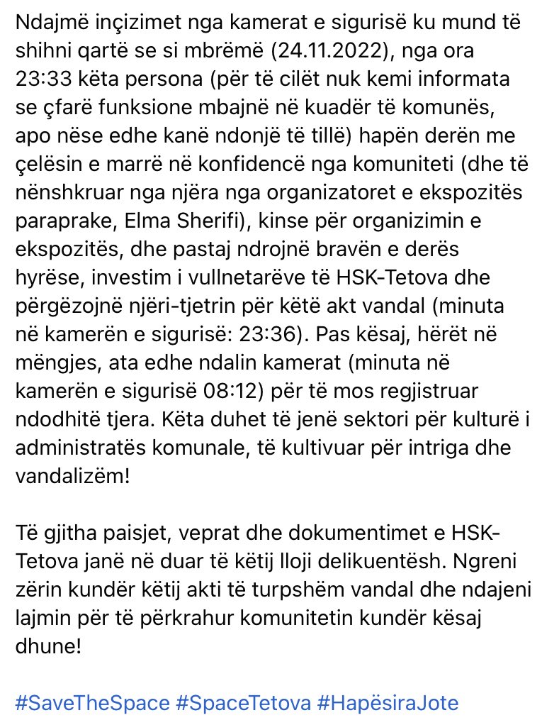SpaceTetova's tweet image. #SaveTheSpace #SpaceTetova #HapësiraJote