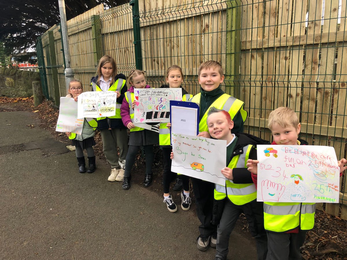 StWinnings's tweet photo. Mrs Timmons��� JRSO leadership group have been promoting ‘Be Bright, Be Seen’. The children enjoyed their walk around our local area. #JRSO @AliAllan_PLL @NAC_Education #bebrightbeseen https://t.co/Jm7qQgCyad