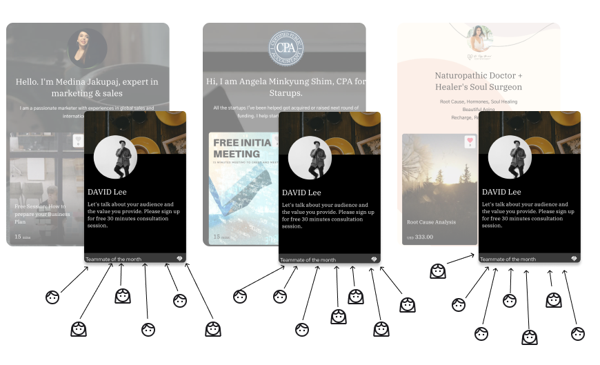 ceeyahello's tweet photo. Get discovered, Get leads
Place your profile card on your friends’ pages to bring more traffic to your page
We have interviewed hundreds of solopreneurs, and the discovery is the  biggest problem that they all agree. #ceeya #websitebuilder #solopreneur  #personalbranding https://t.co/Y9NpKFqKiM