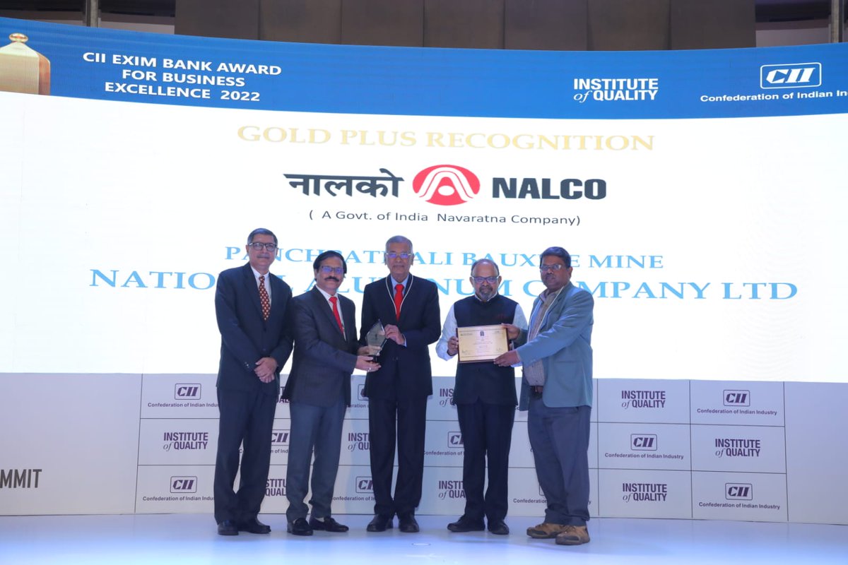 Panchpatmali Bauxite Mine <a href="/NALCO_India/">NALCO</a> has been recognized Gold Plus under CII EXIM Bank Award 2022

#cii #instituteofquality #excellencesummit #event #awards2022 #business #Inspiration #SocialMedia #esevent #summit