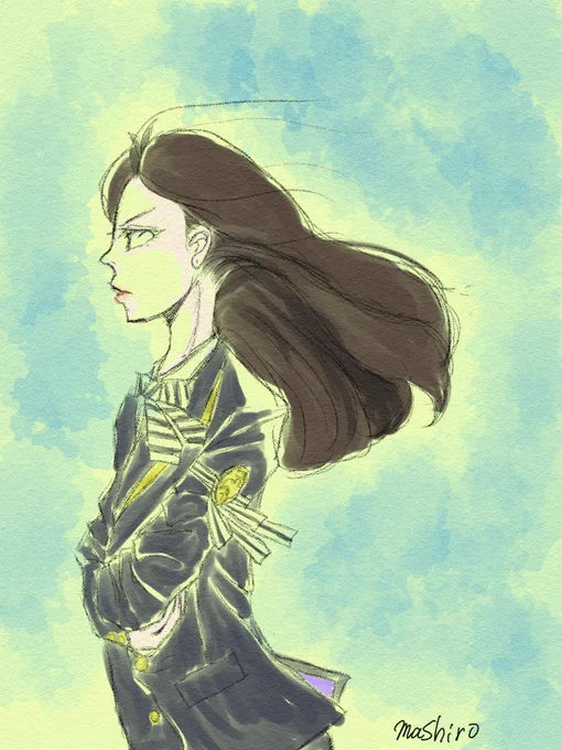 今描いてるやつでは5歳になってますが、うちの🌸は普段はこういう女です(過去の落書き再掲) 