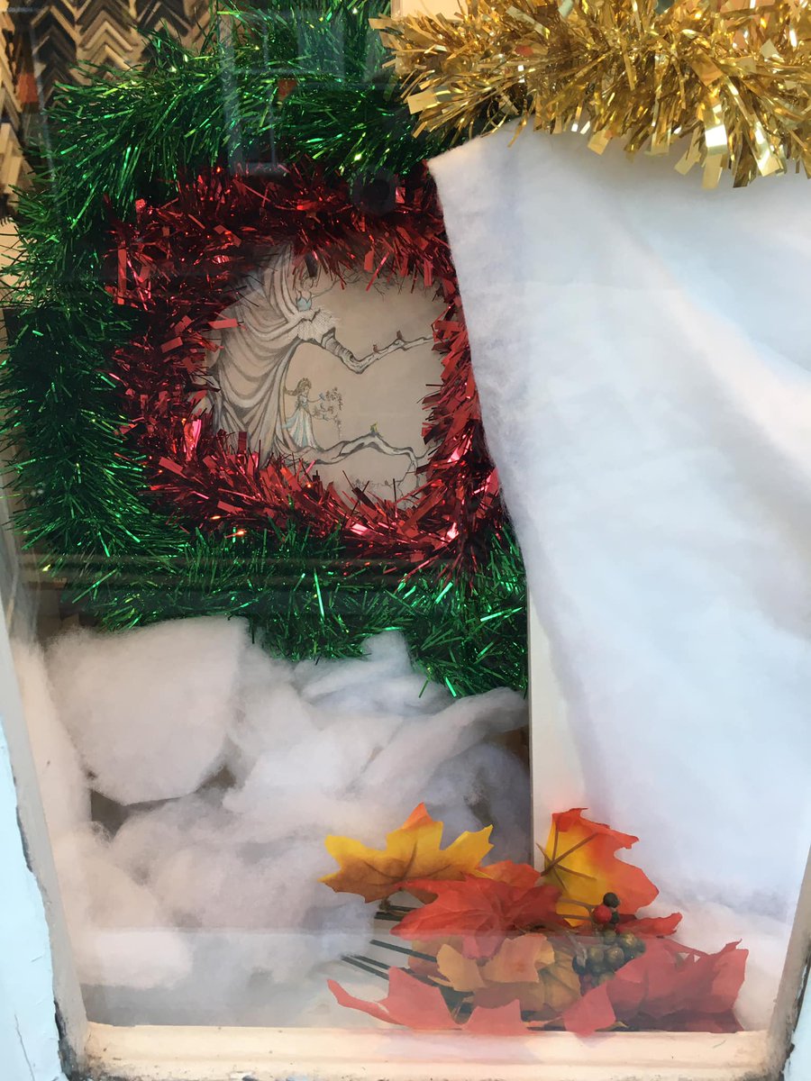 skills_art's tweet photo. Shhh, be very quiet as we have some fairies and animals busy sleeping and hibernating in Skills window. Keeping a watchful eye is Freya the tawny owl. Look out for them all in #StonyStratford #LanternProcession #LightSwitchOn tomorrow. https://t.co/MfqAybVhBY