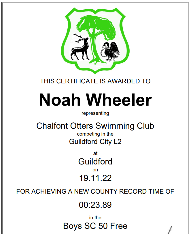 ChalfontOtters's tweet photo. Great news! #BSBASA have confirmed that Noah's swim at
@guildfordcitysc
meet last weekend in the 50 Freestyle is a new County Short Course Junior Record. His time of 23.89s has toppled a record that was set before he was born! Well Done Noah π
https://t.co/bjz0cHBFqf
