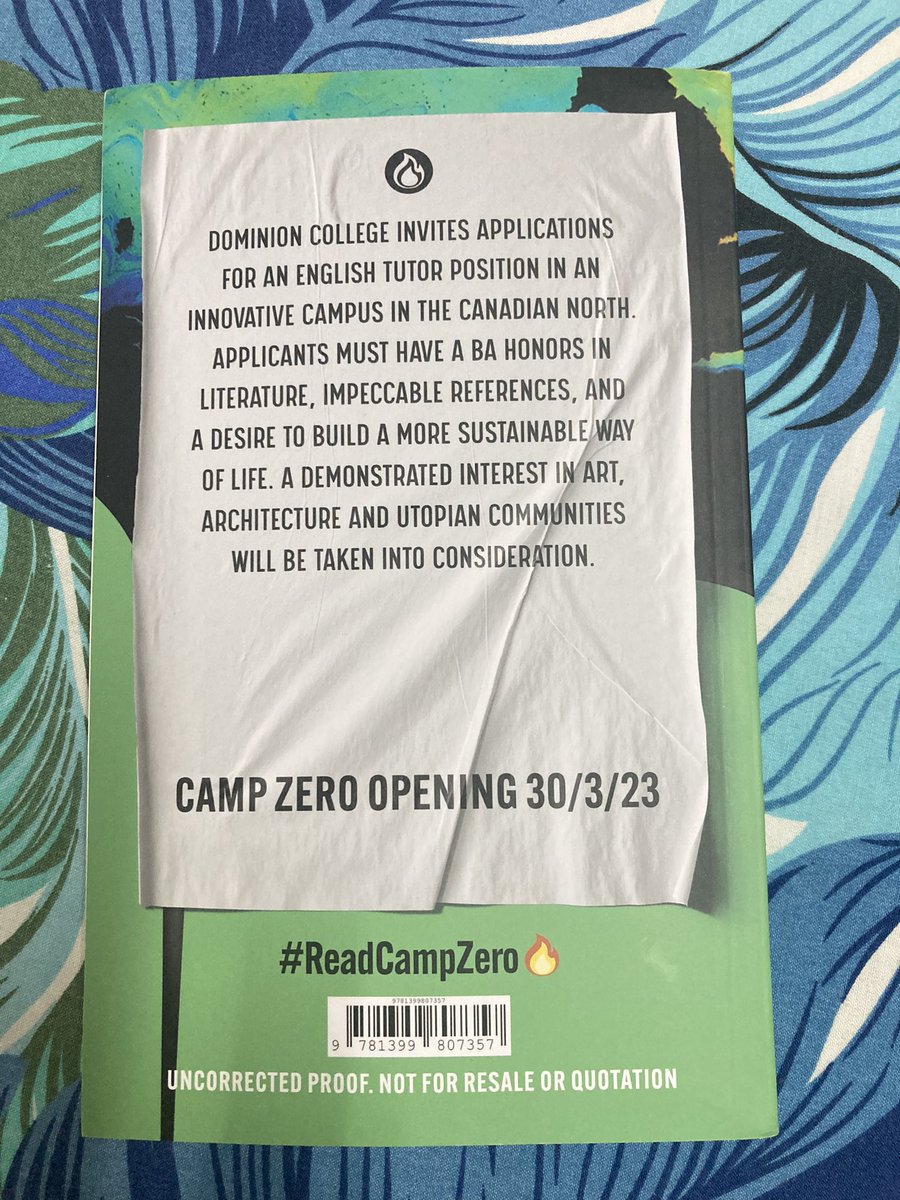 KarachiGeek's tweet photo. Seems like one for Station Eleven fans! This debut is set in a near-future northern settlement where a handful of climate change survivors find their fates intertwined. #ReadCampZero is out in March from @J_M_Originals https://t.co/ziBOZZbrYO