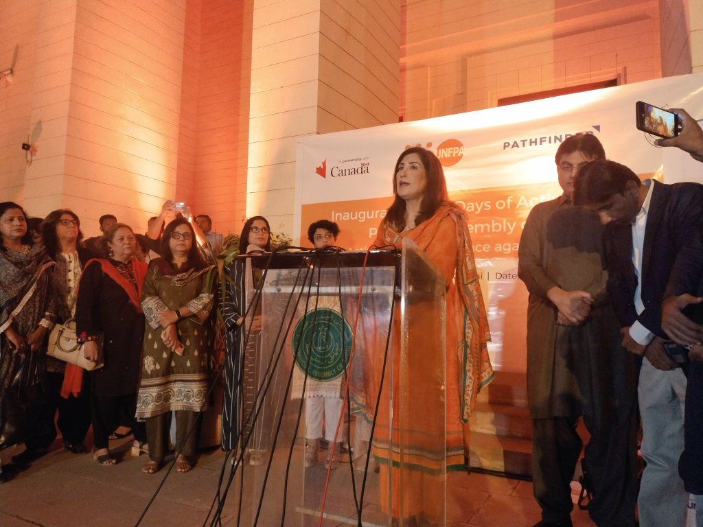 #Sindh Minister for #Womens Development Department @SyedaShehlaRaza is addressing the inaugural ceremony of the #16DaysofActivisim on the occasion of The International Day for the Elimination of Violence Against Women #IDEVAW2022 
@BBhuttoZardari @AnwarBulediPPP
