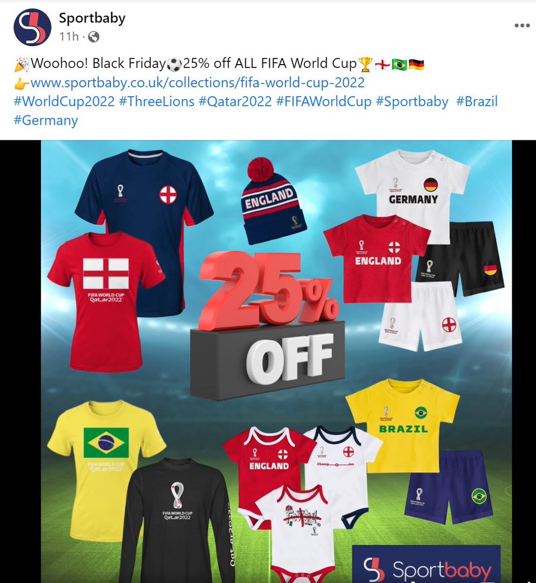 SheafBank's tweet image. Last Black Friday for now! We have SportBaby! A fabulous little shop that has everything you need for any age of sport fan!

They are offering a massive 25% off FIFA world cup items
Shop here:
sportbaby.co.uk/collections/fi…

@Sportbabyuk Sportbaby 

#blackfriday #shopsmall #shoplocal