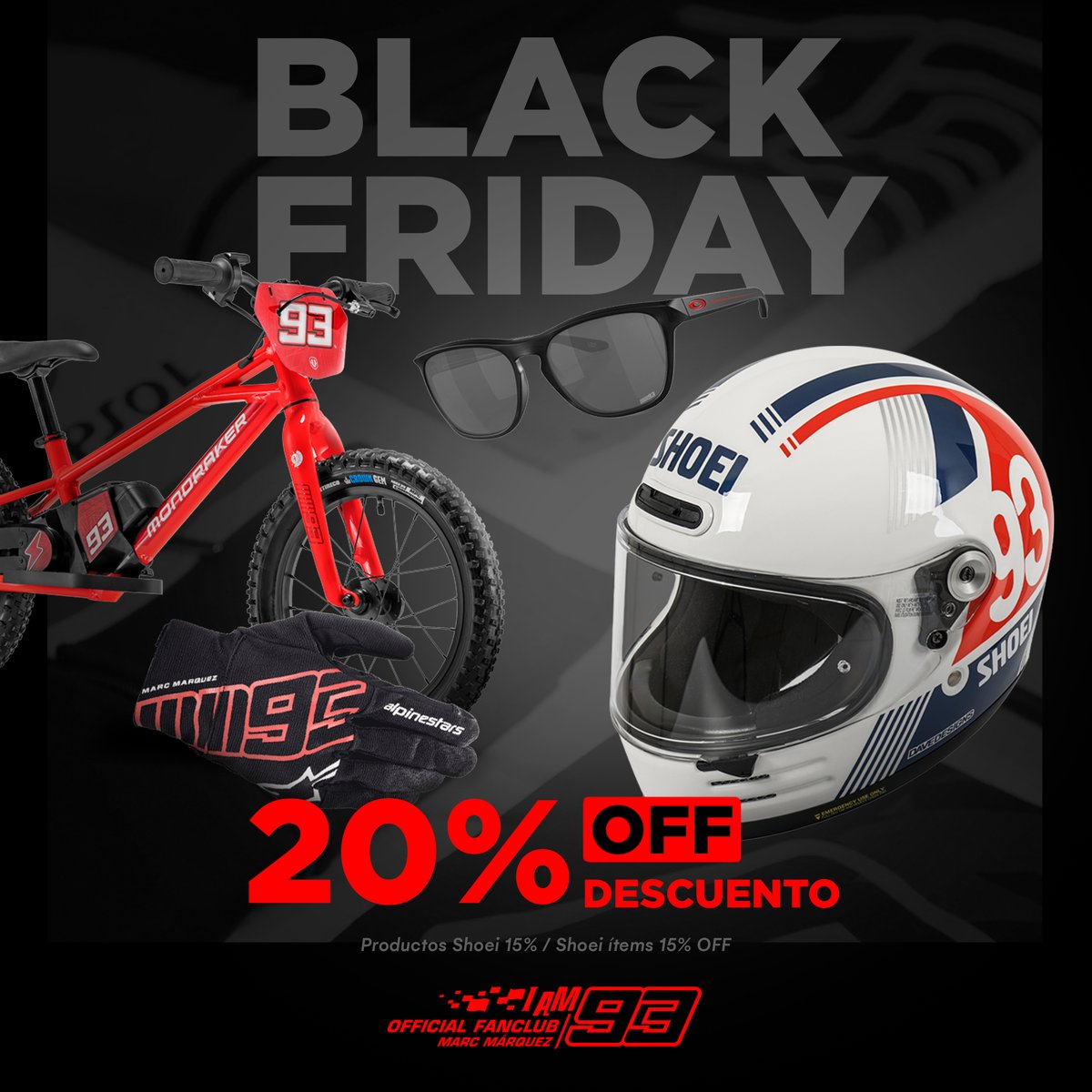 WeAre93's tweet photo. ¡Aprovecha los últimos días de BLACK FRIDAY! 💥
❤️ 20% de descuento en TODA LA WEB
❤️ ¡Sólo hasta el 27 de noviembre!
🛒https://t.co/1D7tb5d4be
* Promoción acumulable al descuento de socio
* 15% en productos SHOEI y Tissot
#TheRedEngine #MM93 https://t.co/0fyO2RZ8rq