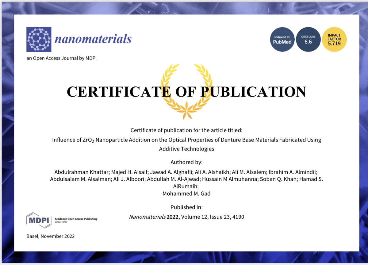 الحمدالله رب العالمين🤲🏻🤍،special thanks to <a href="/MGadlo/">Mohammed Gad</a> we learned a lot form you 🤍😍 mdpi.com/2079-4991/12/2…