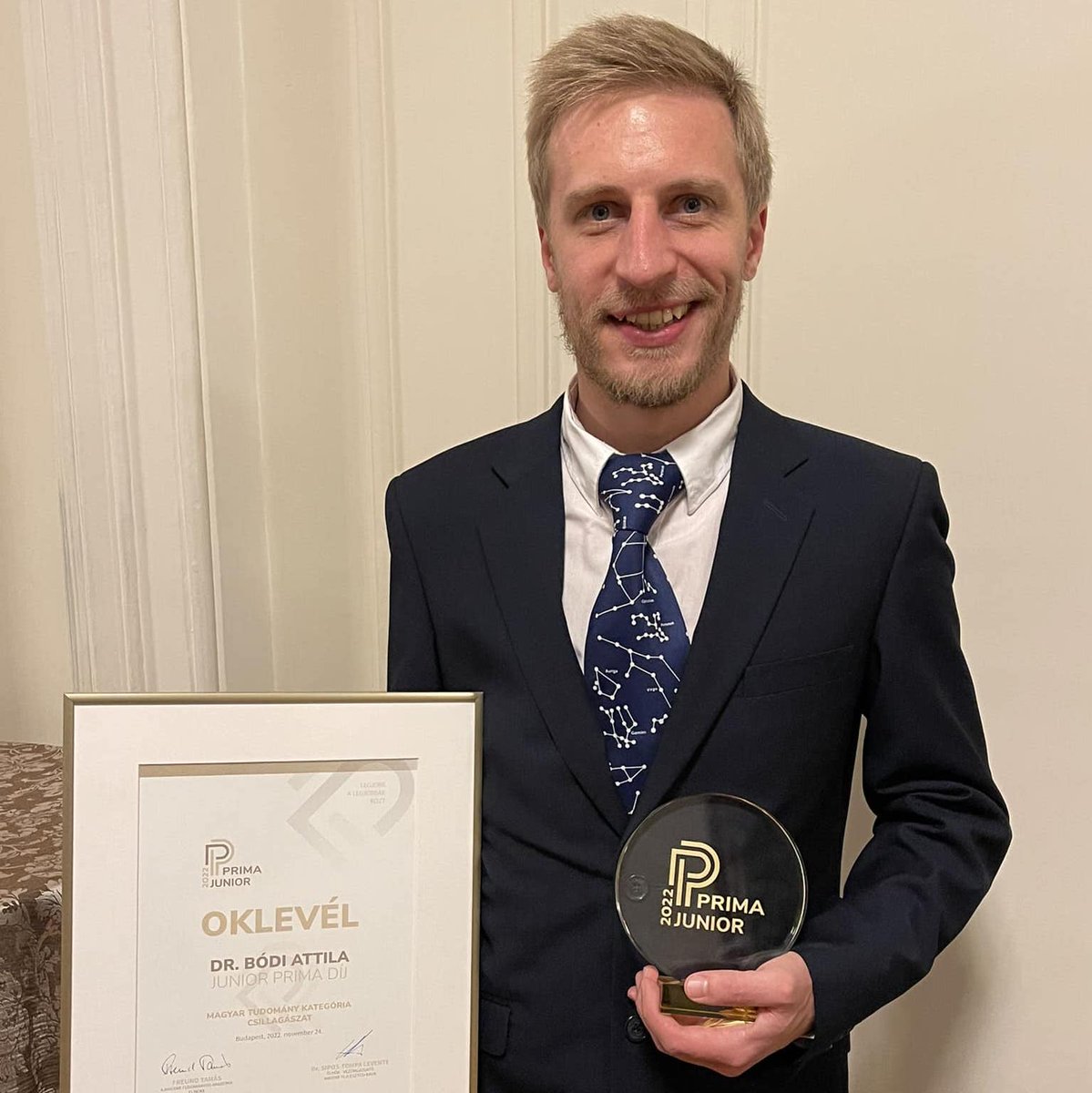 Our colleage, Dr. Attila Bódi <a href="/astrobatty/">Bódi Attila</a> is among the ten recipients of the 2022 Príma Junior Awards in the science category! Congratulations!!