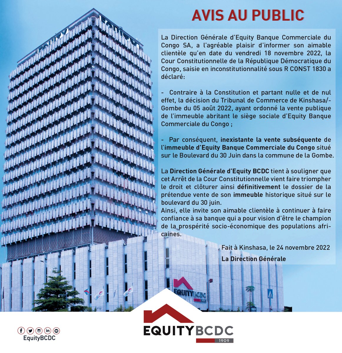 EquityBCDC's tweet photo. AVIS AU PUBLIC https://t.co/5AXzJIXVMx