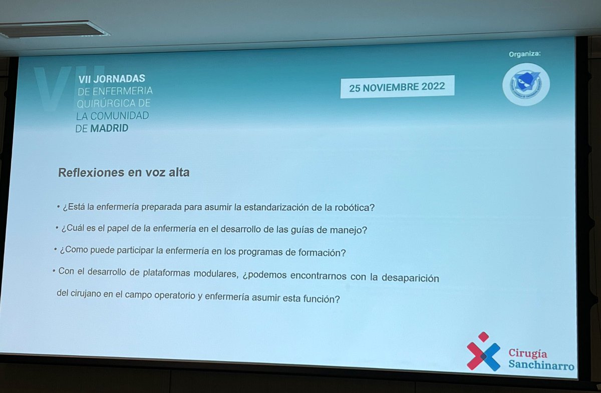 ✔️ Albero Lado termina su ponencia lanzándonos varias preguntas ante el avance de la Cirugía Robótica 
#7AEEQMadrid