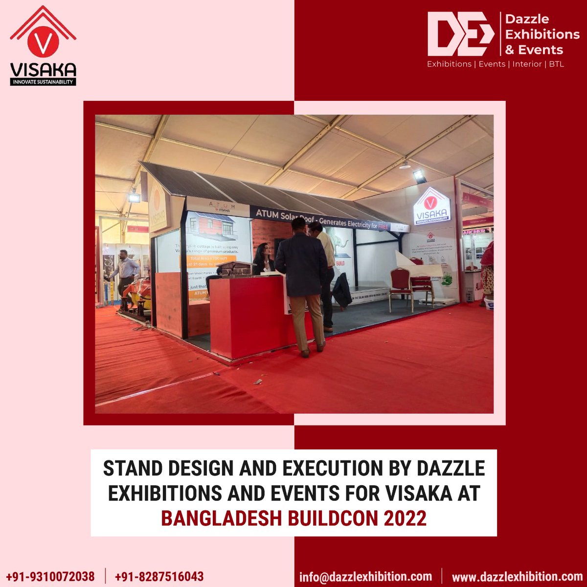 Dazzlexhibition's tweet photo. Stall Design &amp; Fabrication exclusively conceptualised, designed and executed by Dazzle Exhibitions &amp; Events for #visaka | @vnextbyvisaka | @atumroof at Bangladesh Buildcon
@SunielVShetty 
#bangladesh #bangladeshbuildcon #bangladeshbuildconinternationalexpo #buildconexpo #buildcon https://t.co/3SROzP2nSc