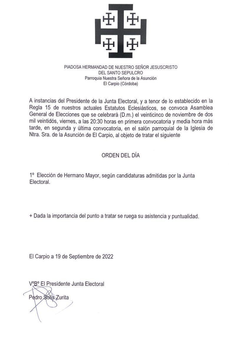 RECORDATORIO | Asamblea General de Elecciones.