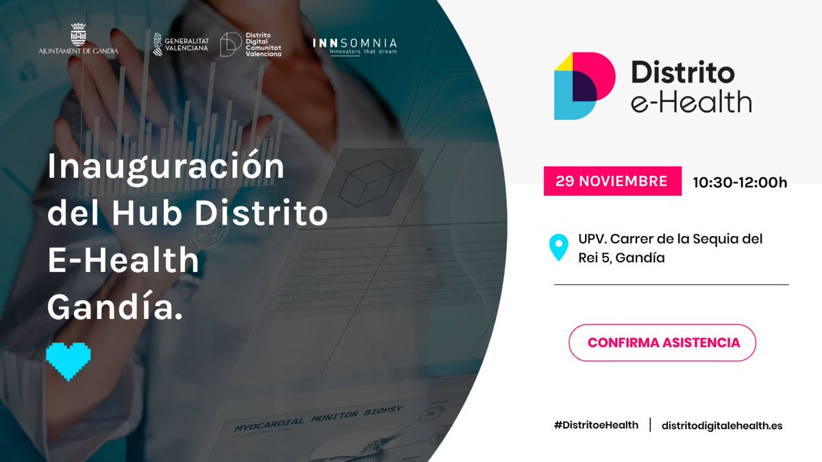 Startup_VLC's tweet photo. El próximo martes 29 @GVAddigital inaugura el Hub #DistritoeHealth en Gandía 💊

Durante la jornada conoceremos las próximas acciones para consolidar este hub especializado en tecnologías para el sector de la salud y el bienestar 🧬

Regístrate aquí 👉 https://t.co/g2zpjSxR1x https://t.co/kO0v3qKlsv