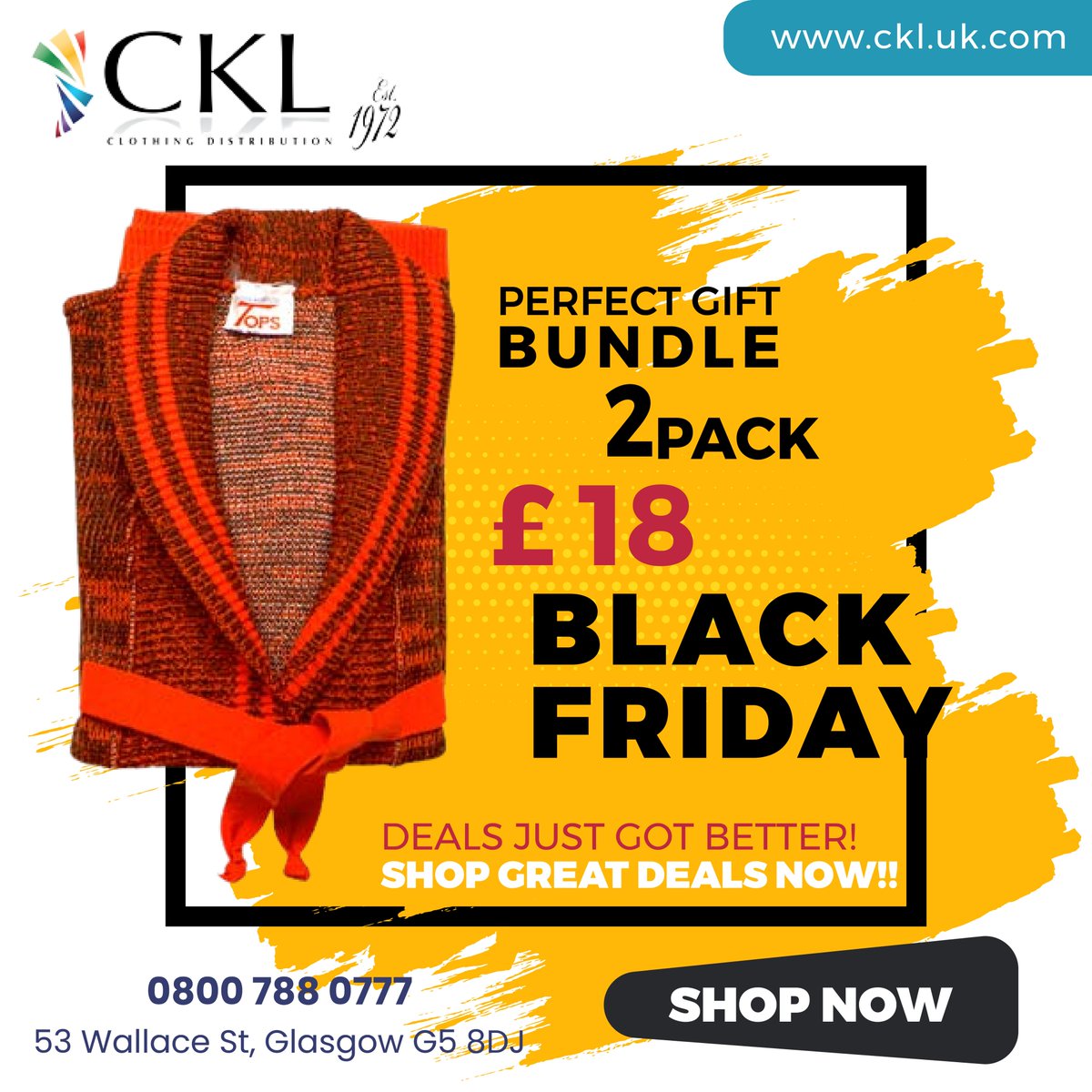 Black Friday sale are on! And oh boy are they
moving fast!
We've got winter must-haves @ discounted prices this Black Friday.
Keep your shopping list long. Happy shopping.
Visit us bit.ly/3fu9x2H, Or Email us on-sales@ckl.uk.com 
#ckl #uk #blackfriday #blackfridaysale