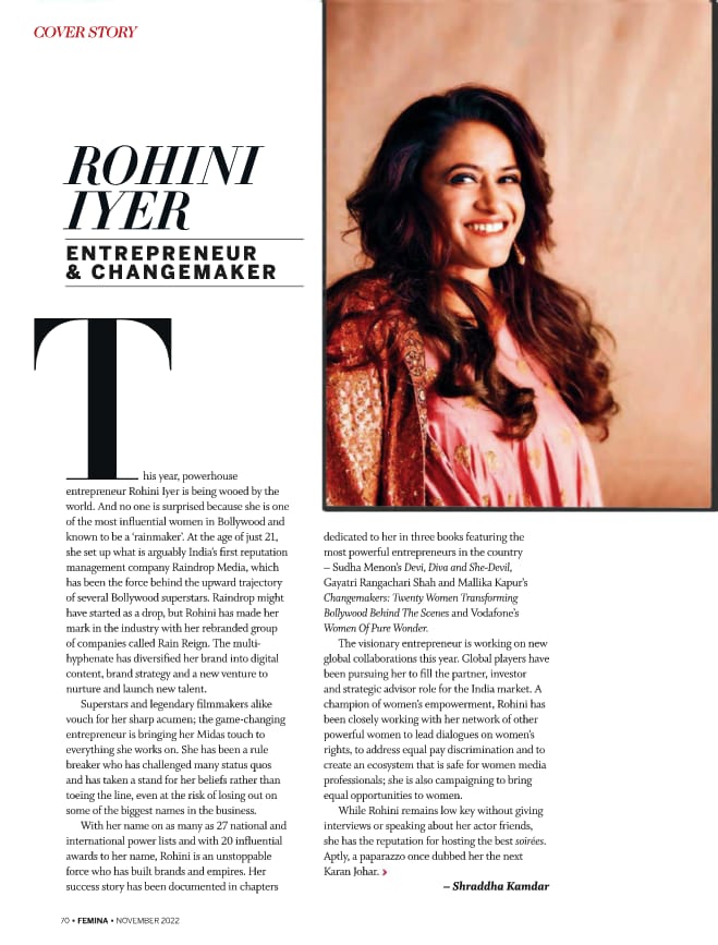 She is setting the bars high, truely A deserving one for this. Congratulations to you mam
#RohiniIyer #FeminaFab40