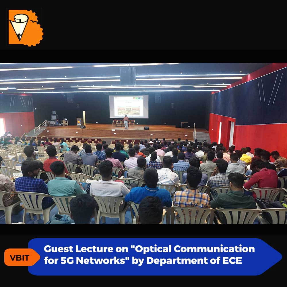 VBITHYD's tweet photo. Department of ECE organised a guest Lecture on “Optical Communications for 5G Network” on 25th November 2022 at Nalanda Auditorium. The event was addressed by Dr. Balasubramanian M, Bits Pilani
#VBIT #GuestLecture #OpticalCommunications #Network #5GNetwork #5G #TopBTechColleges https://t.co/9N9pUiVlzz