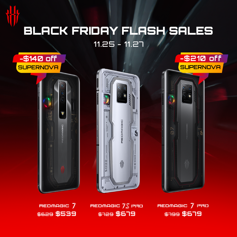 redmagicgaming's tweet photo. #blackfriday #flashsales has begun! Don't miss out on this limited time deal!
#REDMAGIC7: $539
#REDMAGIC7Pro: $679
#REDMAGIC7SPro: $679
https://t.co/66sQvbqHoS https://t.co/sc34wGVkd2