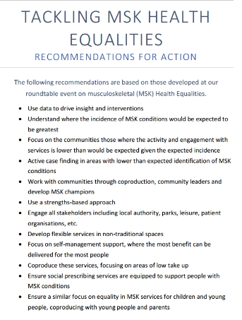 EQL_AI's tweet photo. ICYMI

October saw #BoneJointWeek supporting #MSKEquality.

Thanks to @WeAreARMA for raising awareness and their one-page recommendations on tackling MSK Health Equalities - created following their round table. https://t.co/4p2iVzdQOb