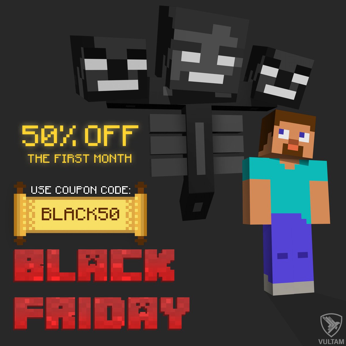 VultamHost's tweet photo. Our Black Friday sale is now active! 🛍️

Until November 29th, use the following discounts codes:
➥ BLACK50 for 50% OFF on any monthly orders. 
➥ BLACK35 for 35% OFF on quarterly and upgrade orders.

Get your discounted server now!  https://t.co/A69645uCPn https://t.co/TLyeQUOoTP