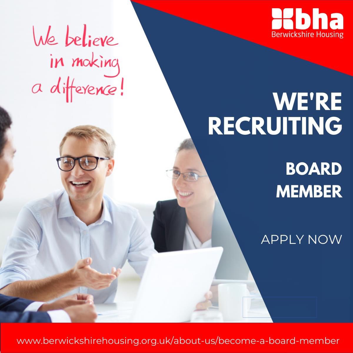 📌Be the next BHA Board Member📌

Do you…
> Have a Strong Social Purpose
> Value Collaboration and Diversity of Thought
> Display Energy &amp; Passion
> Have a Thirst for Learning &amp; Innovation
Join us as a BHA Board Member. 
Find out more at berwickshirehousing.org.uk/about-us/becom…