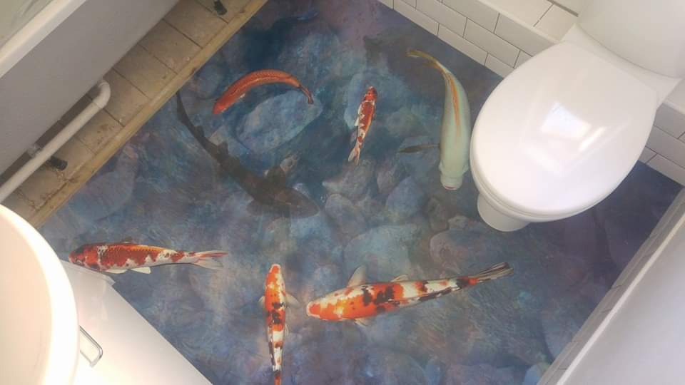 When the customer wants custom printed vinyl so the fish can swim round the toilet on #sp101 stuck with <a href="/FBallUK/">F. Ball and Co. Ltd.</a>