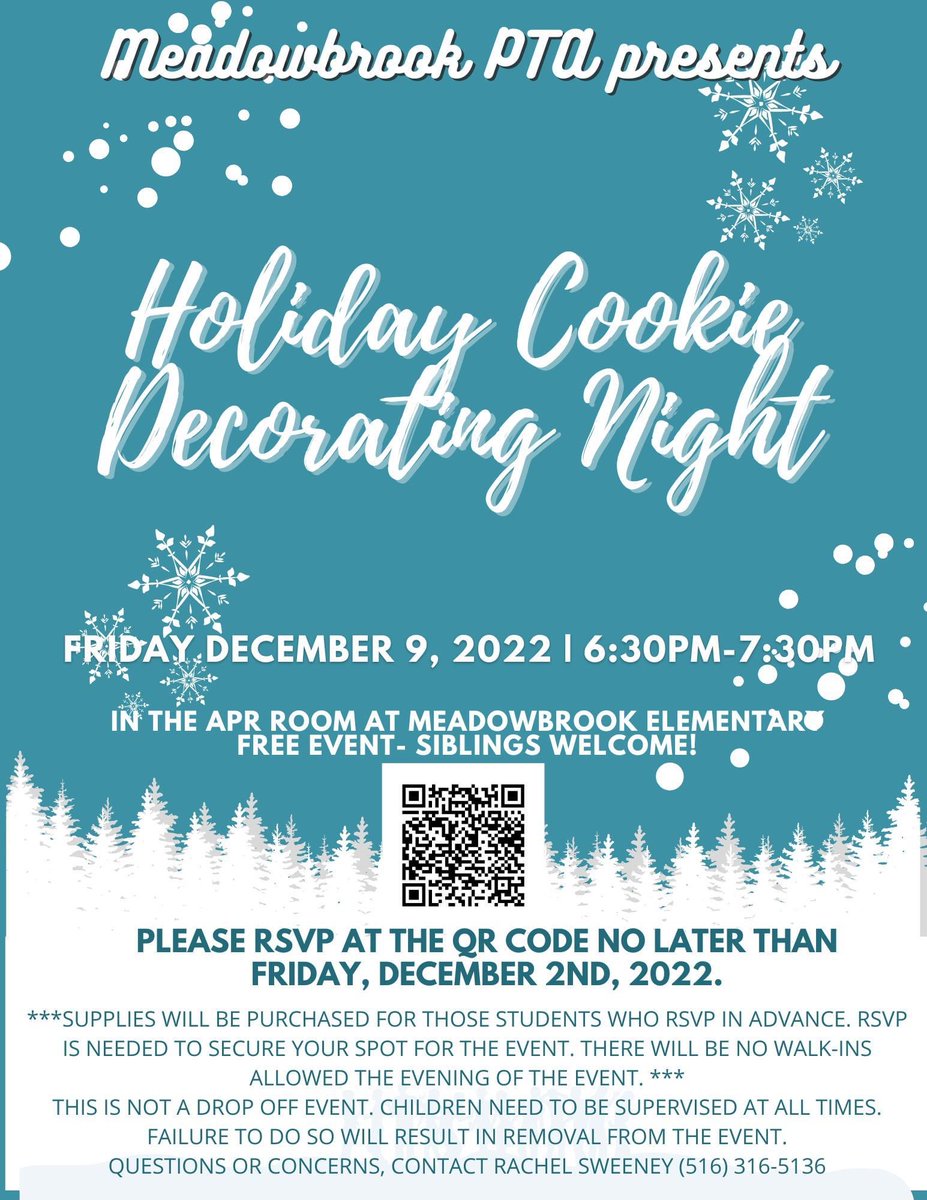 I hope everyone had a Happy Thanksgiving!
We are having our annual holiday cookies decorating night for students, teachers, and siblings.
This is an RSVP event!
We cannot wait to see you there