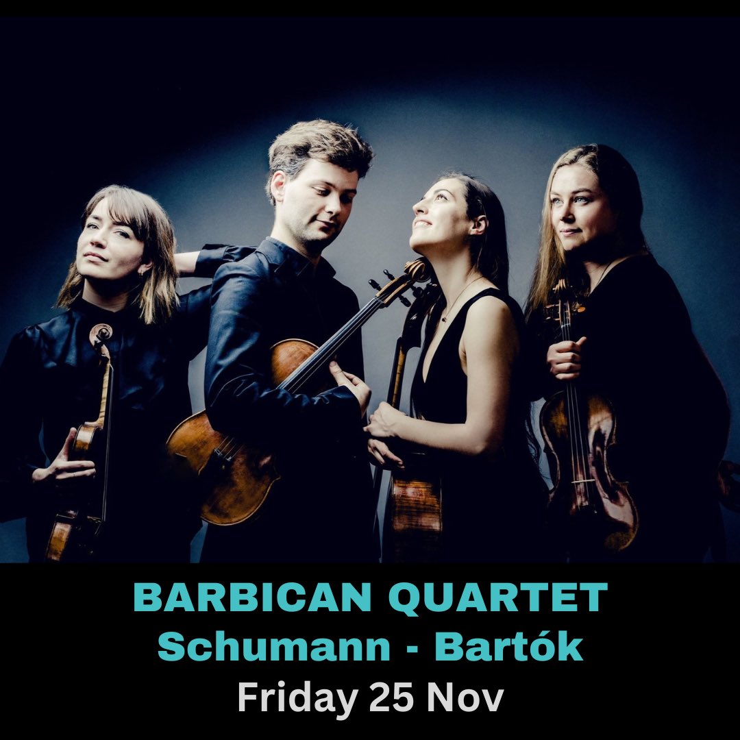 Today 🎶
Lunchtime concert 

Barbican Quartet <a href="/BarbicanQ/">Barbican Quartet</a> 
Schumann – Bartók
Schumann: String Quartet in A Major, Op. 41, no. 3
Bartók: String Quartet No. 4

See you there 🙌🏼

#classicalmusic #quartetmusic