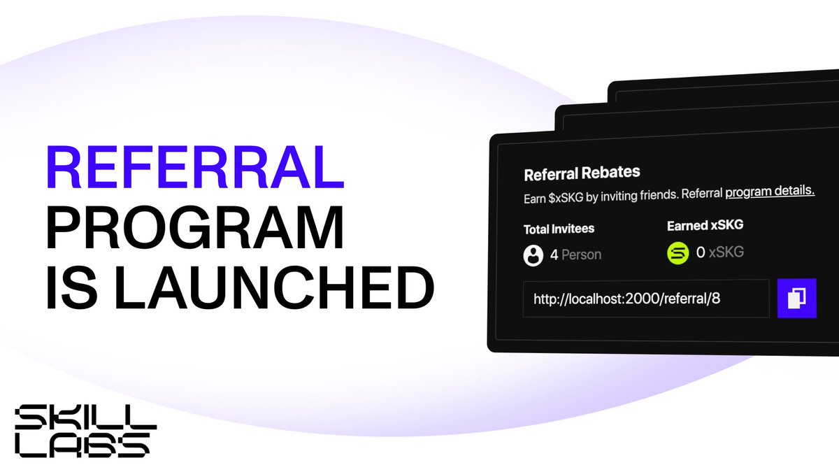 1/2

Referral program for our users 🫂

Invite people to mint achievements and get a REFERRAL BONUS! 💥

🔹 Copy the referral link from your profile page
🔹 Send it to your friends
🔹 Push them to mint at least 1 Proof-of-Skill NFT

📌 Join the program: app.skilllabs.io/profile