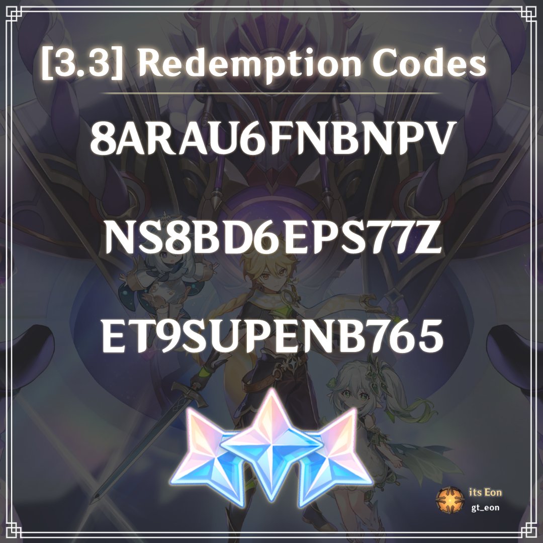 Genshin Impact 3.3 Redeem Codes - Free Primogems!