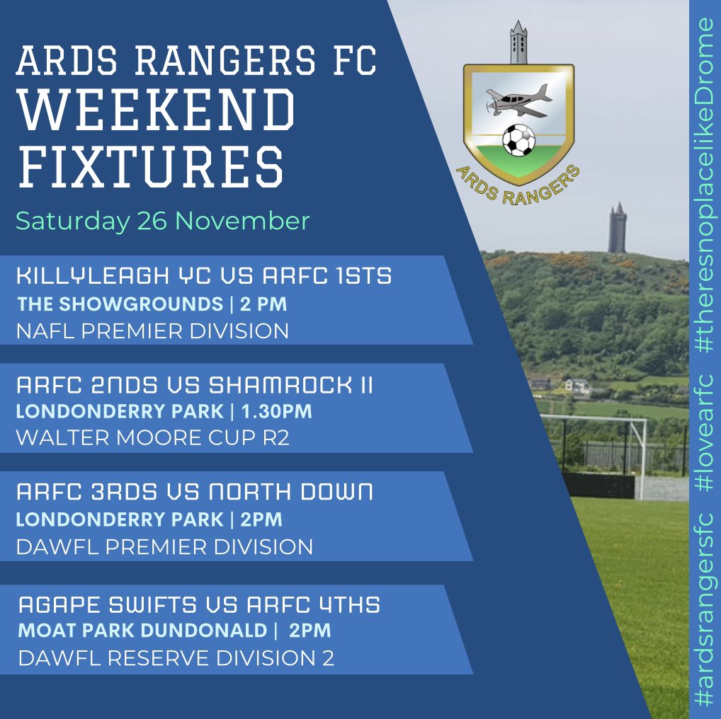 ardsrangersfc's tweet photo. Northern Amateur Football League
Down area winter league 22/23

#arfc1stteam #arfcWee2s #arfc3rds #arfc4ths #ardsrangersfc #lovearfc #theresnoplacelikedrome #weekendfixtures #goodluck https://t.co/ZqTAf4hzbh