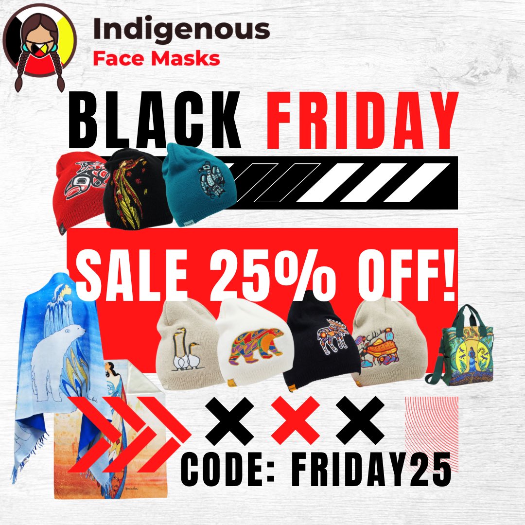 Save 25% OFF now until Monday, November 28, 2022, 11:59pm on ENTIRE STORE, excluding bundles. Use code: FRIDAY25
IndigenousFaceMasks.ca