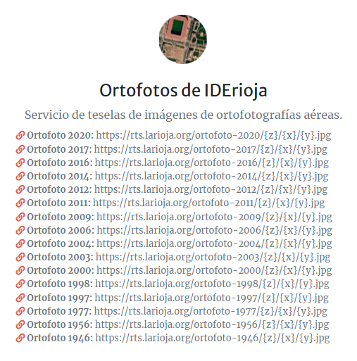 Estos son todos los servicios XYZ de teselas ráster de ortofotografías aéreas de #LaRioja que tenemos operativos. Os recordamos que en la entrada "XYZ Tiles" del panel "Navegador" de <a href="/qgis/">QGIS</a> los podéis configurar y así tenerlos siempre a mano con solo un dobleclick