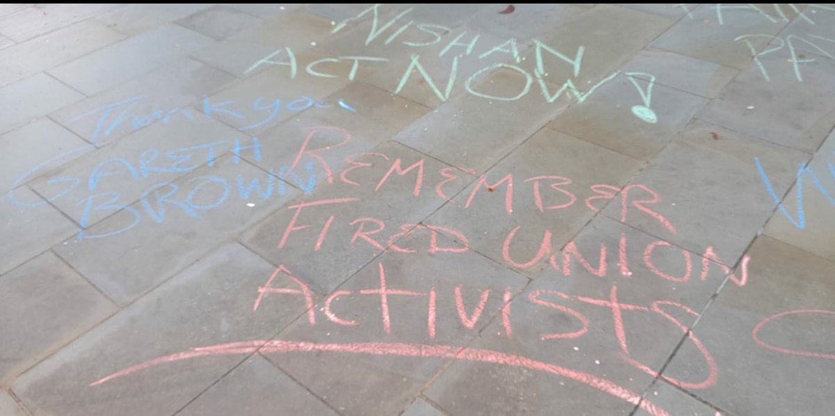 realDavidHarvie's tweet photo. "Remember fired union comrades." #ucuRISING https://t.co/IYyb2ltulx