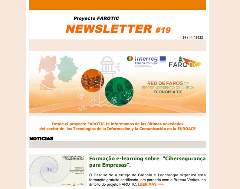 📢 La #Newsletter 1⃣9⃣ de FAROTIC ya está en tu bandeja de entrada! 🙌📩

👉 A través de nuestro boletín de noticias, <a href="/e_avante/">Extremadura Avante</a> te informa todos los meses de las últimas novedades del sector #TIC en la #Euroace❗️ 🇪🇸🇵🇹

📰 Descúbrelas aquí ➡️ bit.ly/3gxJGYJ