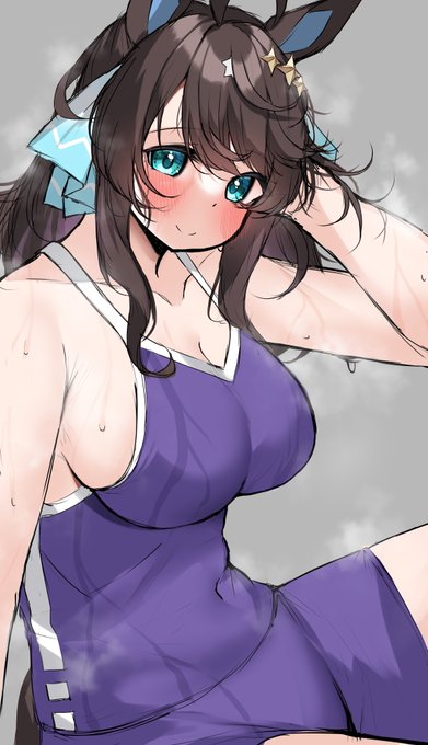 #ウマ娘 お風呂上がりデアリングタクトのラフです 