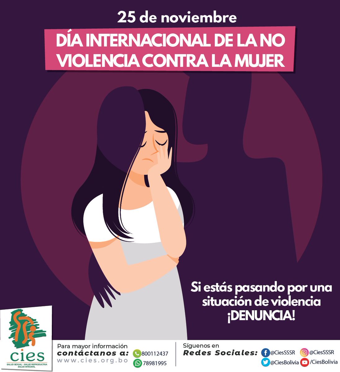 #25deNoviembre #DiaDeLaNoViolenciaContraLaMujer Si estás pasando por alguna situación de violencia ¡Denuncia!