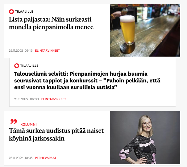 Usein syytetään mediaa  taantuman kiihdyttämisestä omilla taantumahenkisillä jutuillaan. Syystäkin. Alla viimeisimmän @talouselaman uusimpia artikkeleja - surkeus, suru, köyhyys ja konkurssit mainittu otsikoissa.  Ei näin!