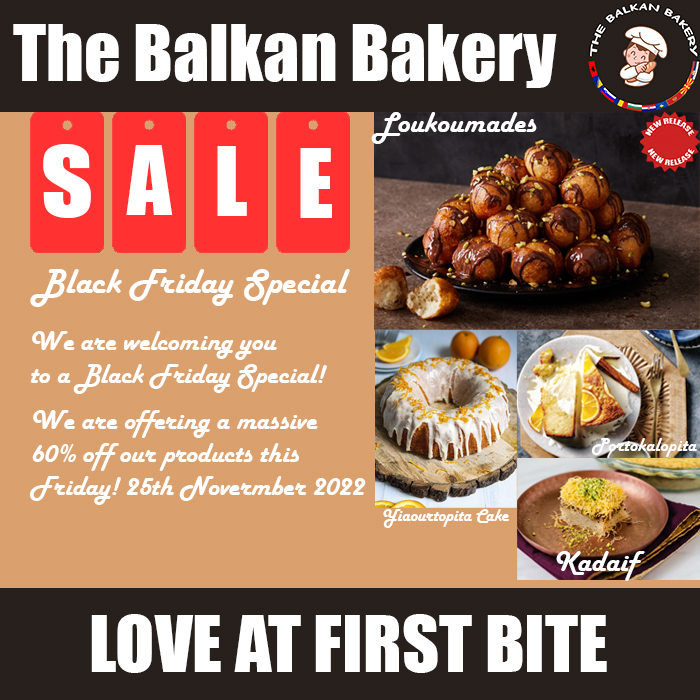 bthebalkan's tweet photo. 𝓑𝓵𝓪𝓬𝓴 𝓕𝓻𝓲𝓭𝓪𝔂 𝓢𝓪𝓵𝓮
Come at grab any pastry of your choice here at The Balkan Bakery! We are offering 60% off our products! We are looking forward to seeing you! 
--------------------------------------------
#food #pastry #bakery #gloucester #kadaif #Greece #Romania https://t.co/g8DHcGh2pC