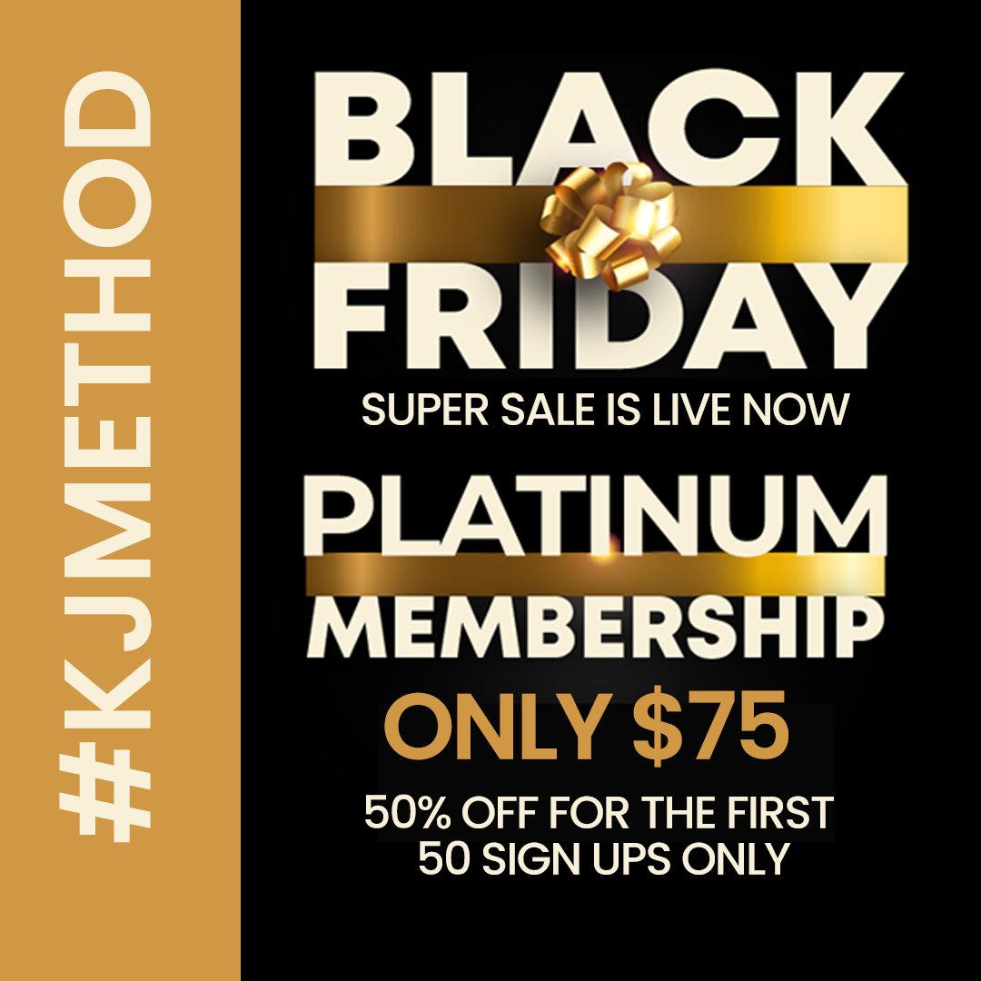 thekjmethod's tweet image. SALE 📣📣 Black Friday and Cyber Monday 📣📣 SALE

The biggest discount we&apos;ve EVER offered is LIVE! 

Don&apos;t miss out on this incredible opportunity to get #KJMETHOID platinum membership just for $75. 

Sign up now! 
bit.ly/3mM6Zxo

#kjmethod