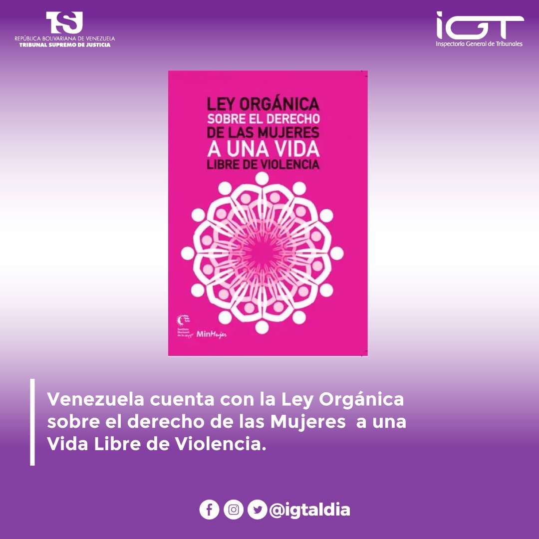 La Ley Orgánica sobre el Derechos de las Mujeres a una Vida Libre de Violencia, previene y sanciona los tipos de violencia contra las venezolanas.

#NiUnaMás 
#VivasNosQueremos