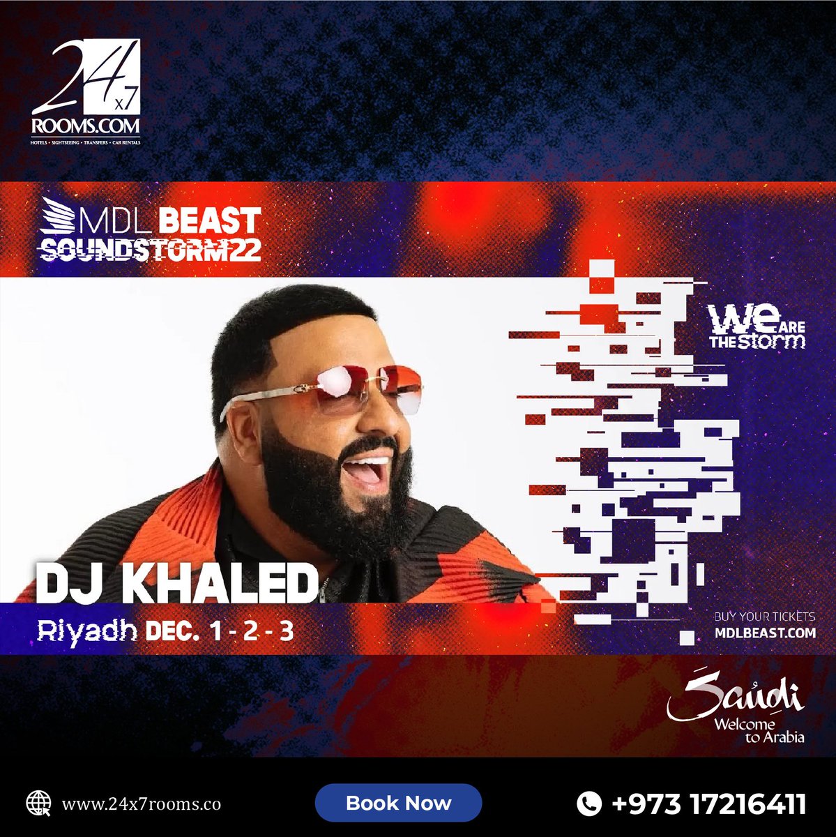 DJ Khaled is performing LIVE at MDLBEAST SOUNDSTORM 22 in Saudi Arabia. Tickets are selling fast. 
#DJKhaled #hiphop #rap #soundstorm2022 #saudiarabia #mdlbeastsoundstorm #electronic #livemusic #musicfestival #riyadh #soundstorm #music #festival #mdlbeast #riyadhseason #24x7rooms