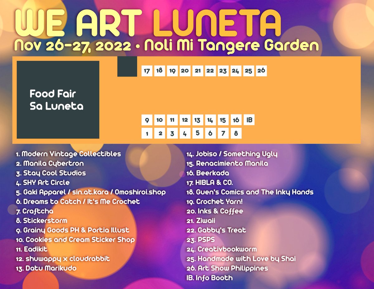 See you this weekend at We Art Luneta Christmas Rush!
Nov 26 &amp; 27, 2022 | 9:00AM - 6:00PM
Noli Me Tangere Garden
Sharing Booth 18 with Guen's Comics 😍
