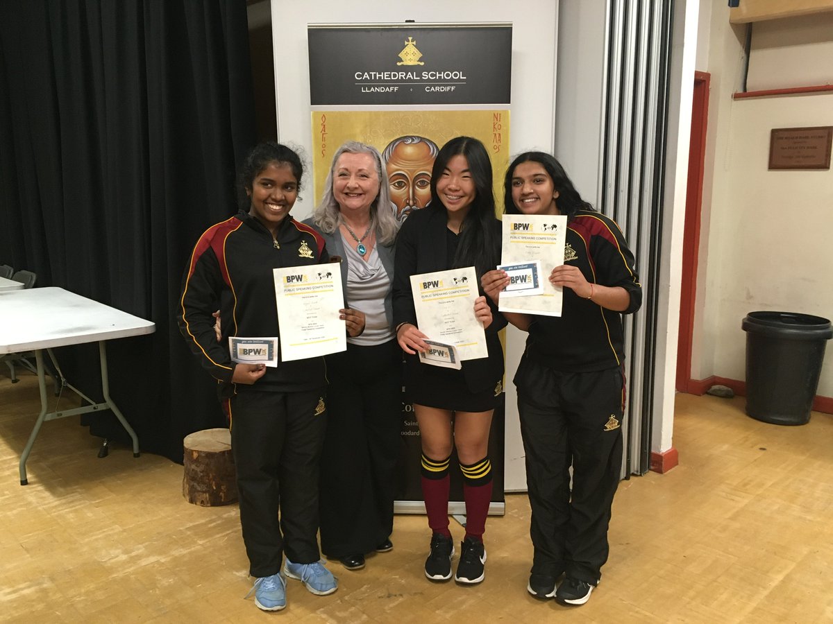 Winners on the night were the <a href="/cslcardiff/">Cathedral School</a> team comprising Keziah E as Chair, Esha R as Speaker and Iris L as Expresser of Thanks. They will now advance to the next round in February. 
Many thanks to BPW for their expertise and guidance. We loved this challenging event! (2/2)