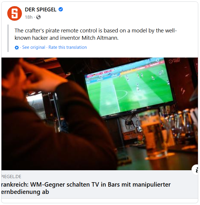 There's some kind of ball sport on TV all over the world.  Happily, people are turning them off with TV-B-Gone.  :)
spiegel.de/netzwelt/gadge…