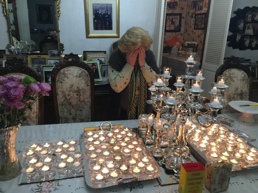 My Bubby (Grandma) Duchman ran from the Nazis and came to build a warm Jewish home. She had her children, grandchildren, g-grandchildren, and g-g-grandchildren by her side. Sadly passed away today at age 89!

She lit over 100 candles for each of her descendants every Friday!